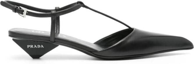 Prada Zwarte Leren Teenslippers