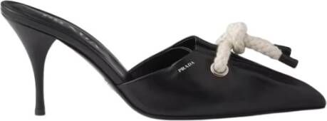 Prada Zwarte Leren Touw Detail Sandalen