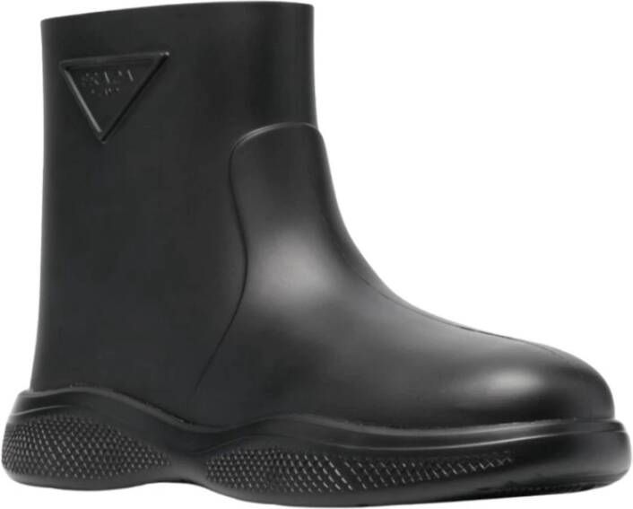 Prada Zwarte Mellow Regenlaarzen Nieuw Black Heren