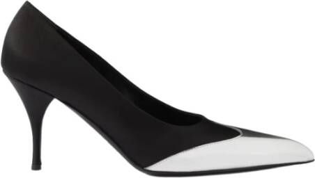 Prada Zwarte Satijnen Metallic Leren Pumps