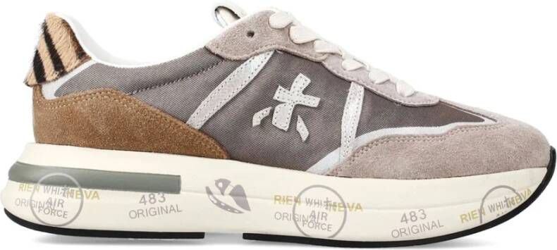 Premiata Beige Cassie Sneakers met Branded Hiel