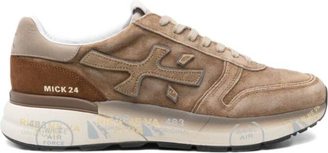 Premiata Beige Leren Sneakers Color-Block Ontwerp