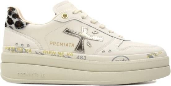 PREMIATA Lage Sneakers Dames Micol Maat: 40 Materiaal: Leer Kleur: Wit