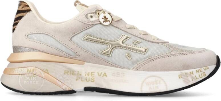 Premiata Beige Sneakers met Zebra Print Accents