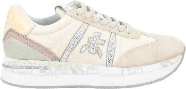 Premiata Beige suède en stoffen sneaker Conny 6671 Multicolor Dames