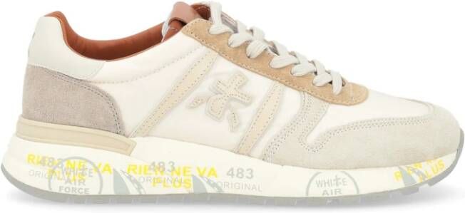 Premiata Beige Suède en Technische Stof Sneaker White Heren