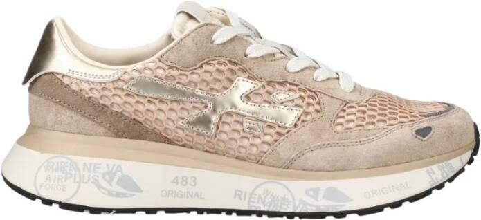 Premiata Beige Suède Sneakers met Gouden Details