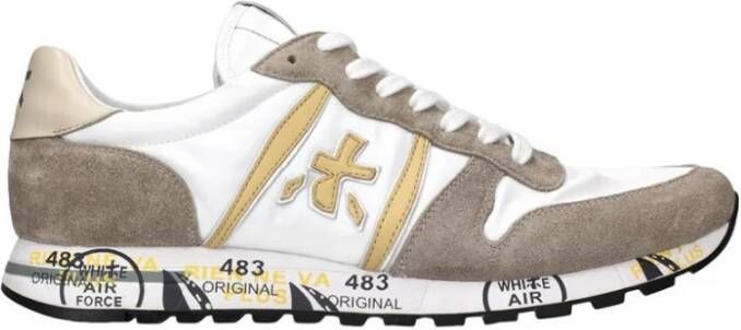 Premiata Beige Suède Sneakers met Wit Detail