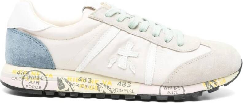 Premiata Beige Veterschoenen met Logo Patch