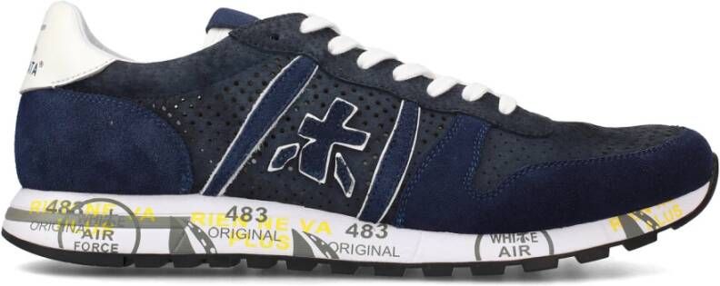 Premiata Blauwe Geperforeerde Suède Eric Sneakers Blue Heren