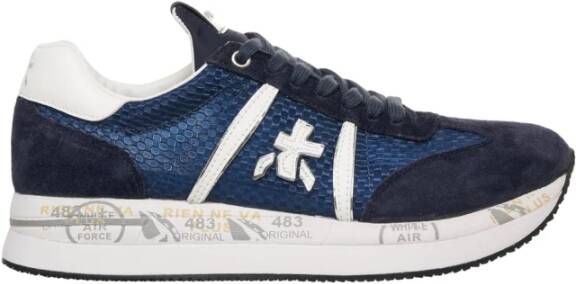 Premiata Blauwe Sneakers met Metallic Details