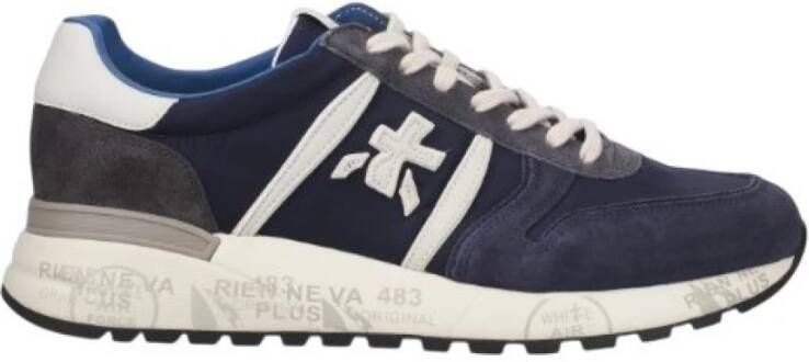 Premiata Blauwe Sneakers met Suède Inzetstukken
