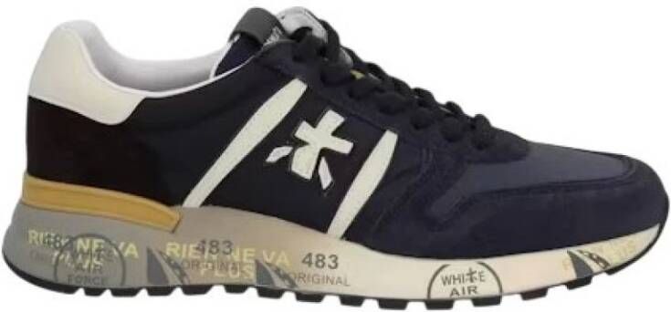 Premiata Blauwe Sneakers met Suède Inzetstukken