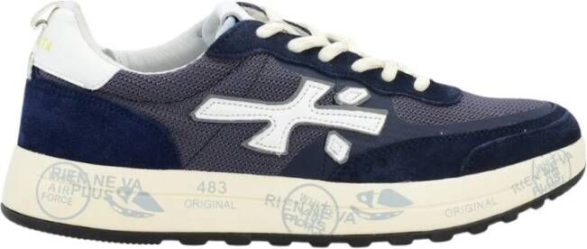 Premiata Blauwe Suède en Technische Stof Sneaker Multicolor Heren