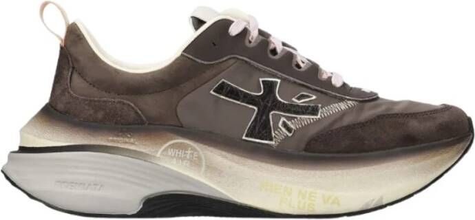 Premiata Bruine Mesh Sneakers met Metalen Details