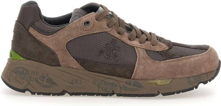 Premiata Vintage Stijl Sneakers met Vet Mase Schrift Brown Heren