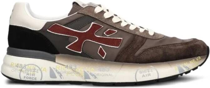 Premiata Bruine Sneakers met Ge gde Materialen
