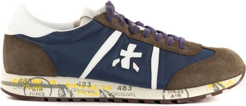 Premiata Bruine Suède en Blauwe Nylon Sneakers