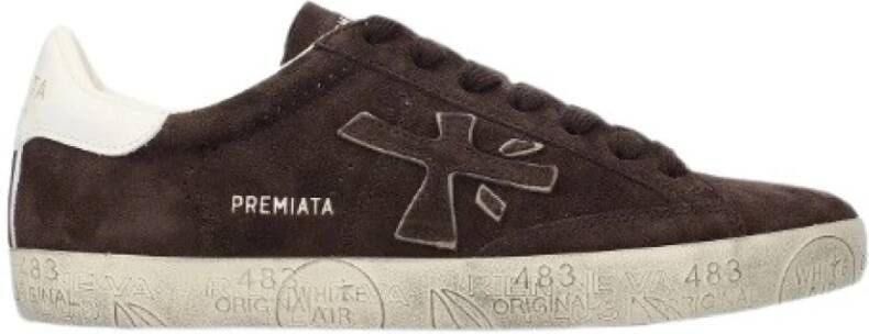 Premiata Bruine Suède Kruispatroon Sneakers