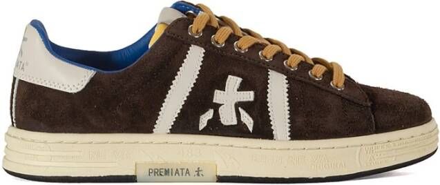Premiata Bruine Suède Sneakers met Bedrukte Zool en Leren Logo Brown Heren