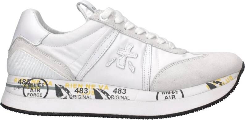 Premiata Conny 5617 Witte Leren en Stoffen Sneakers White