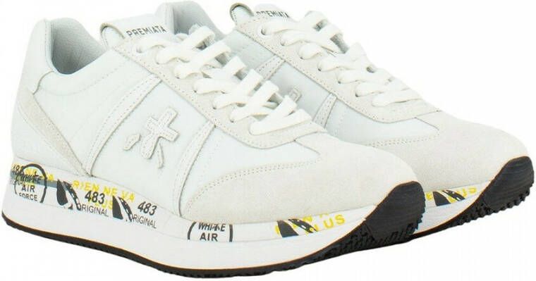 Premiata Conny 5617 Witte Leren en Stoffen Sneakers White