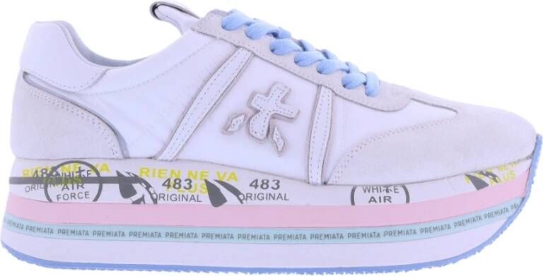 Premiata Witte en Blauwe Sneakers met Plateauzool White Dames