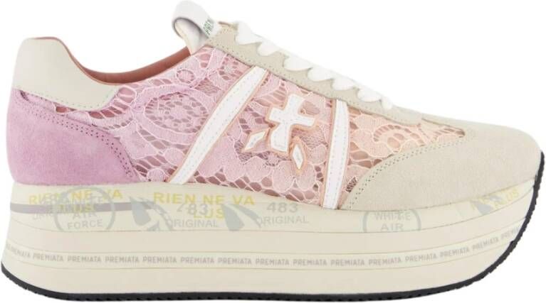 Premiata Dames Beth Sneaker Beige Roze Multicolor Dames