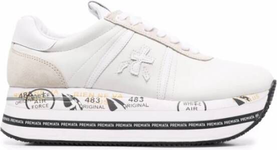 Premiata Witte Sneakers met Logo Borduursel White Dames