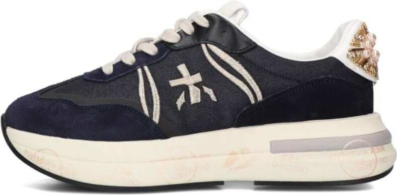 Premiata Donkerblauwe Glitter Sneaker Cassie Blue Dames