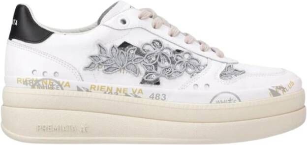 Premiata Elegante zwarte en witte leren sneakers