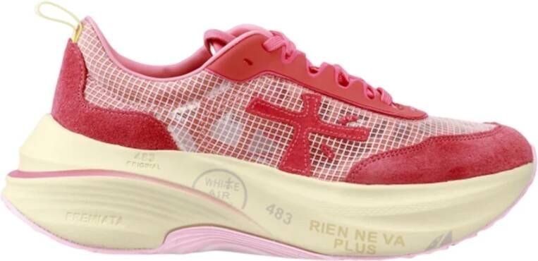 Premiata Fuchsia Logo Sneakers Verhoogde Zool