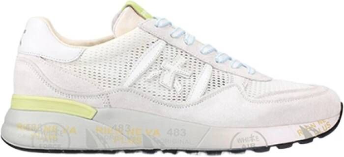 Premiata Witte Landeck Sneakers met Gele Accenten White Heren