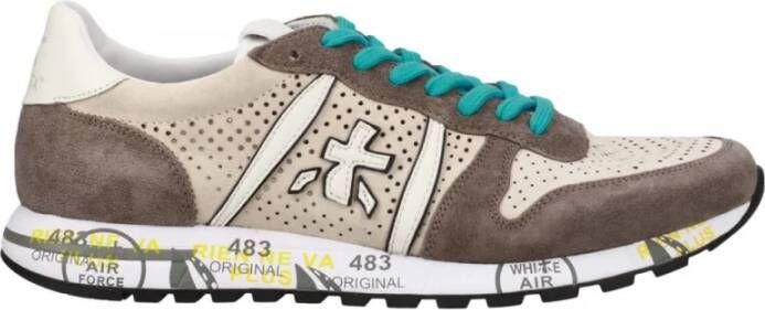 Premiata Geperforeerde beige en bruine sneakers