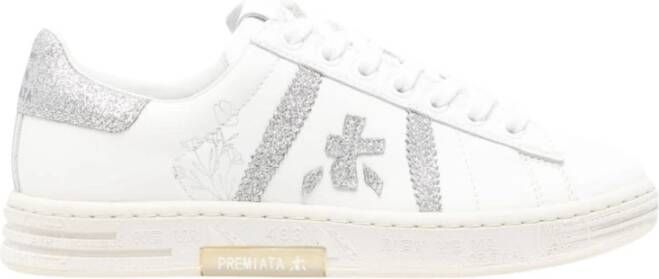 Premiata Glitter Bloemenprint Sneakers White Dames