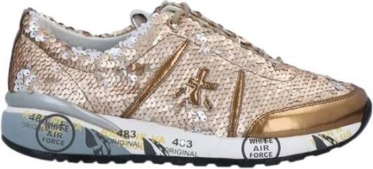 Premiata Gouden Glitter Sneakers voor Vrouwen Yellow Dames