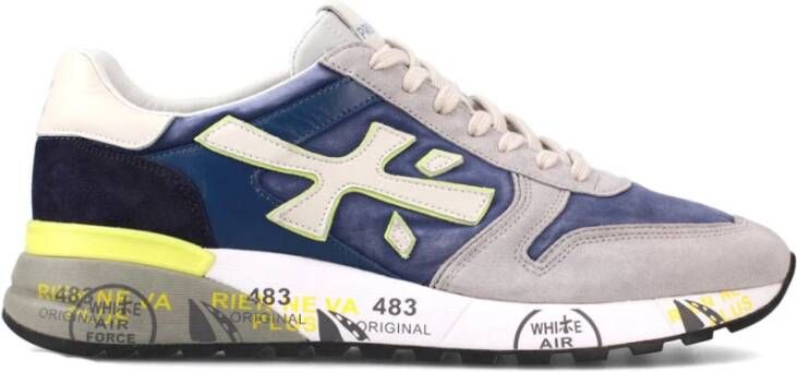 Premiata Grijs Blauw Leren Sneakers Multicolor Heren