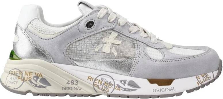 Premiata Grijs Zilveren Suède en Stoffen Sneakers