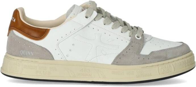Premiata Grijze Leren Sneaker met Suède Details