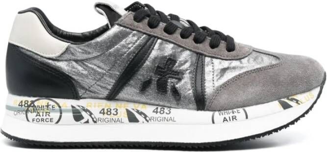 Premiata Verhoog je sneaker game met leren en stoffen sneakers Gray Dames