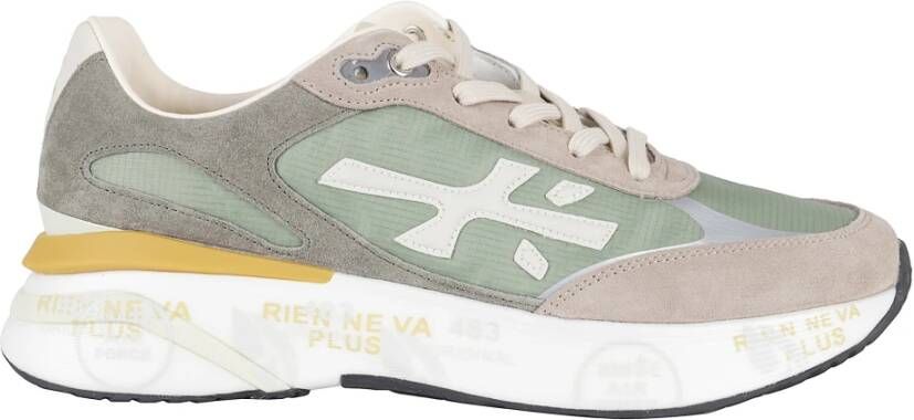 Premiata Groen Beige Sneakers van Stof en Suède