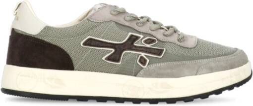 Premiata Groen Wit Leren Sneakers Ronde Neus