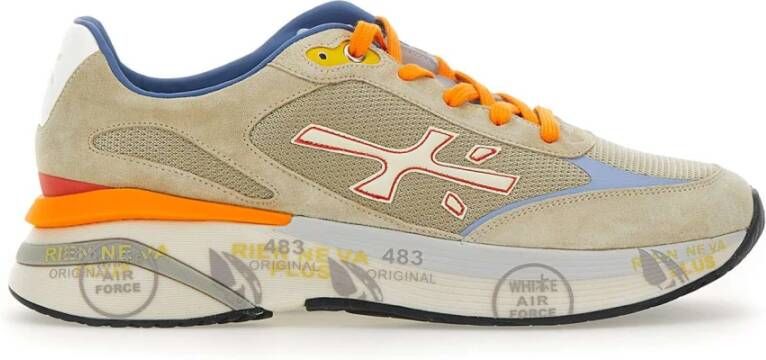Premiata Heren Salie Groene Sneakers met Oranje Details
