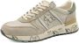 Premiata Logo Sneakers Suède Rubberen Zool Canvas Beige Heren - Thumbnail 17