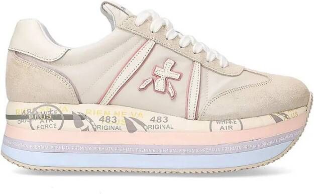 Premiata Hoge Top Sneakers in Wit Nylon en Suède White Dames