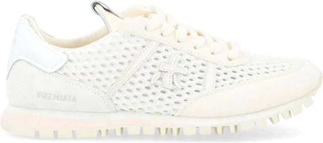 Premiata Ivoor Seand Sneaker in Suède en Mesh White Dames