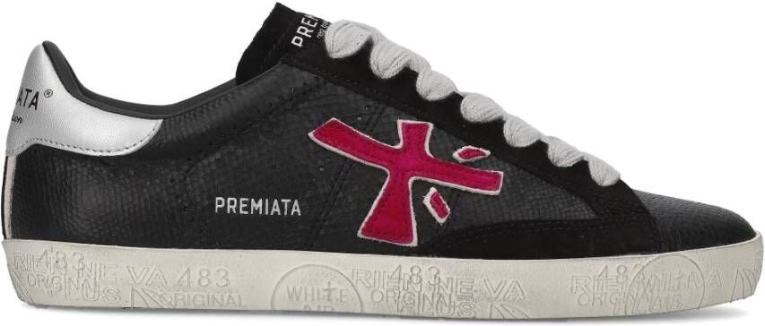 Premiata Kalfsleren Sneakers met Suède Inzetstukken Black Dames
