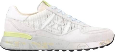 Premiata Witte Landeck Sneakers met Gele Accenten White Heren