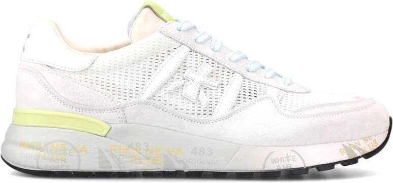 Premiata Witte Landeck Sneakers met Gele Accenten White Heren