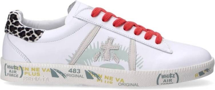Premiata Witte Leren Sneakers met Contrasterende Patch White